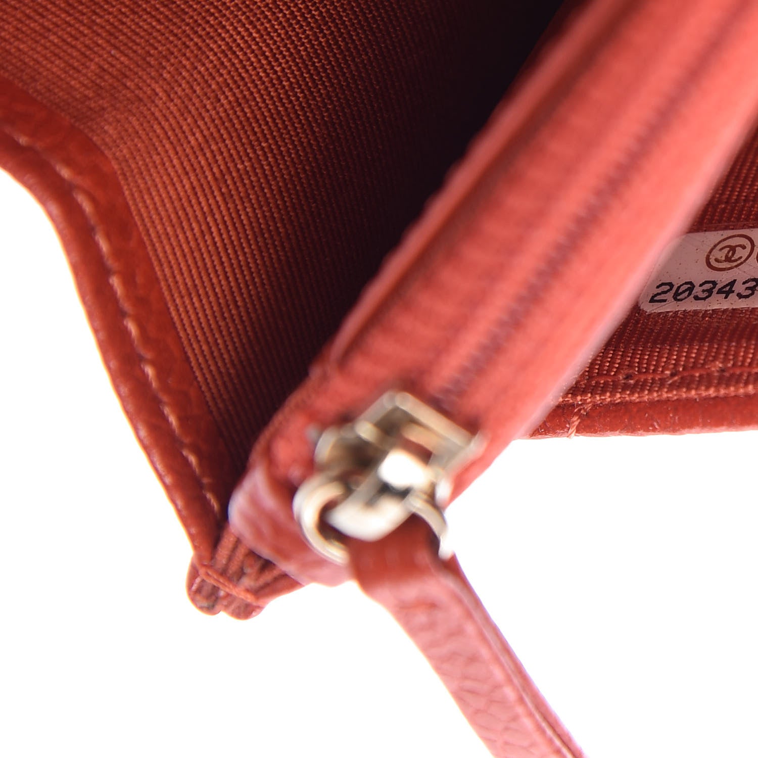 Chanel Pearly Caviar Quilted Wallet On Chain WOC Orange 10 of 11