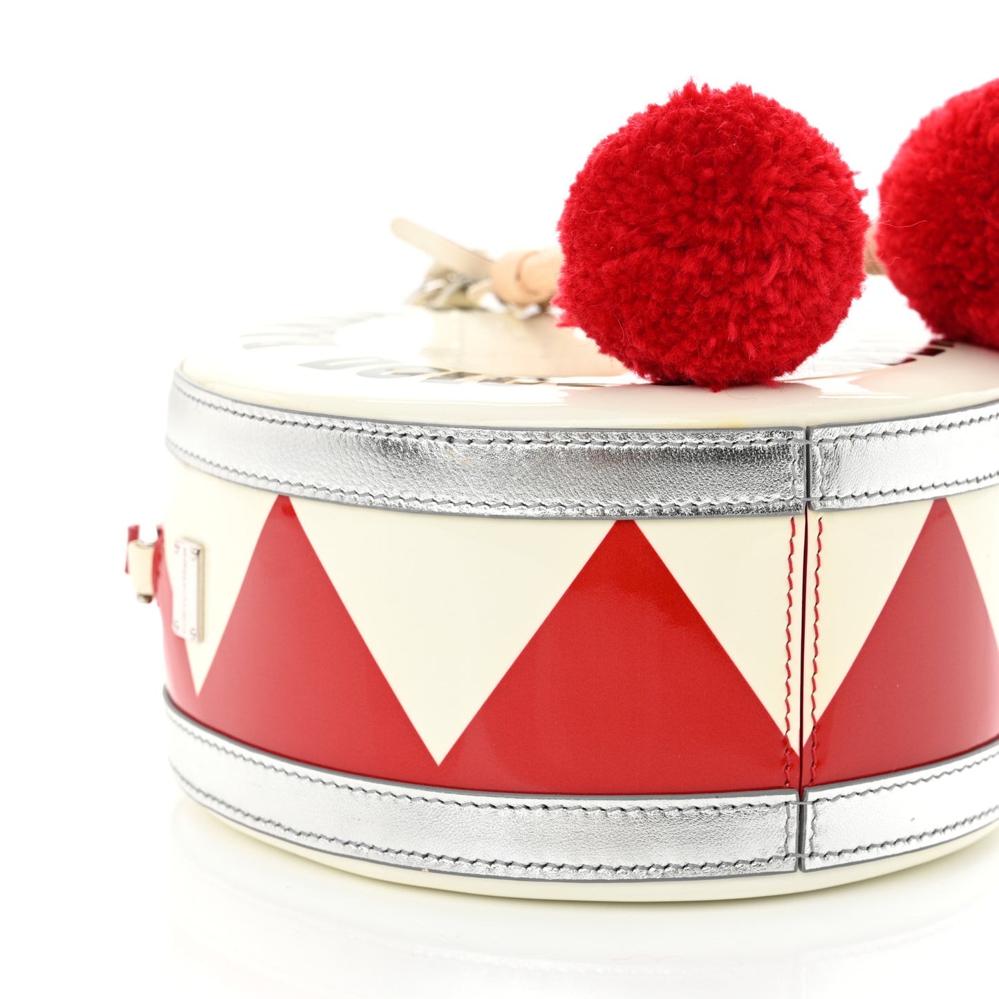 Patent Calfskin Dolce Drum Satchel White Red Black Multicolor