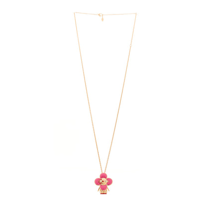 Louis Vuitton 18K Rose Gold Diamond Enamel Vivienne Pendant Necklace Pink 3 of 6