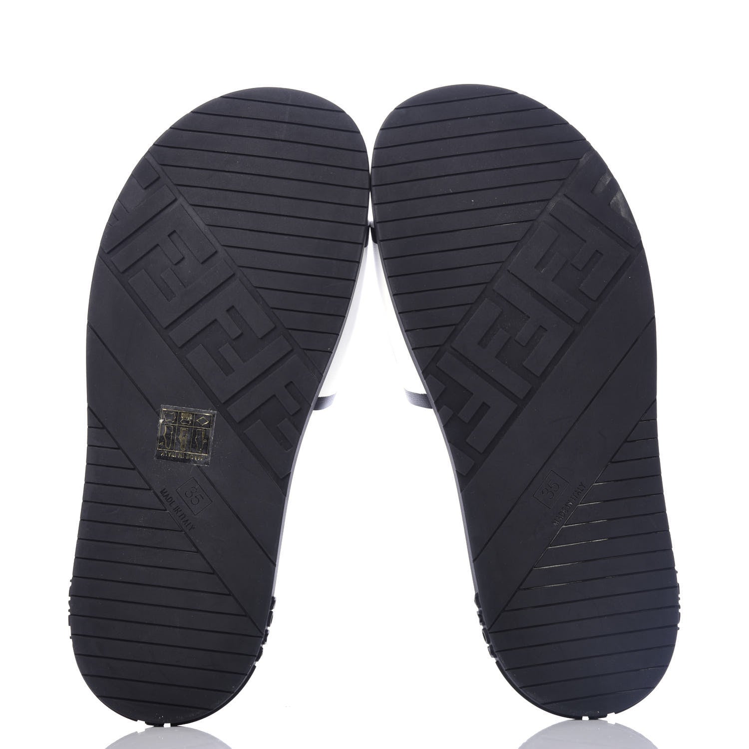 Fendi X JOSHUA VIDES Roma Calfskin Fussbetts Slide Sandals 35 Snow White Black 6 of 10