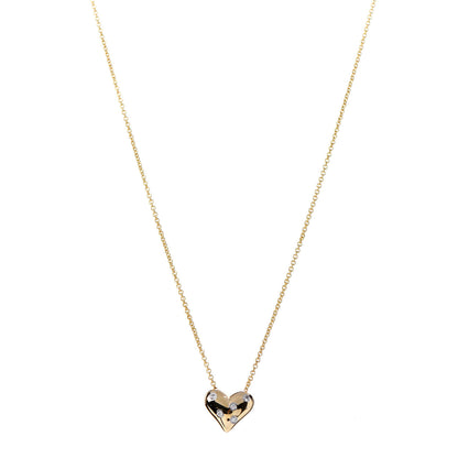 Tiffany 18K Yellow Gold Platinum Diamond Etoile Heart Pendant Necklace 1 of 7