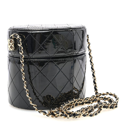 Chanel Patent Quilted Round Clutch With Chain Black 3 of 10