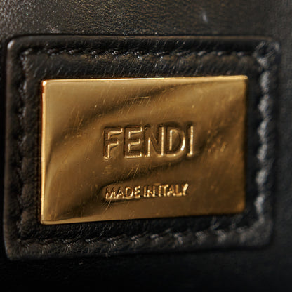 Fendi Vitello Seta Shiny Nappa Scalloped Studded Medium Peekaboo Iconic Satchel Black 8 of 13