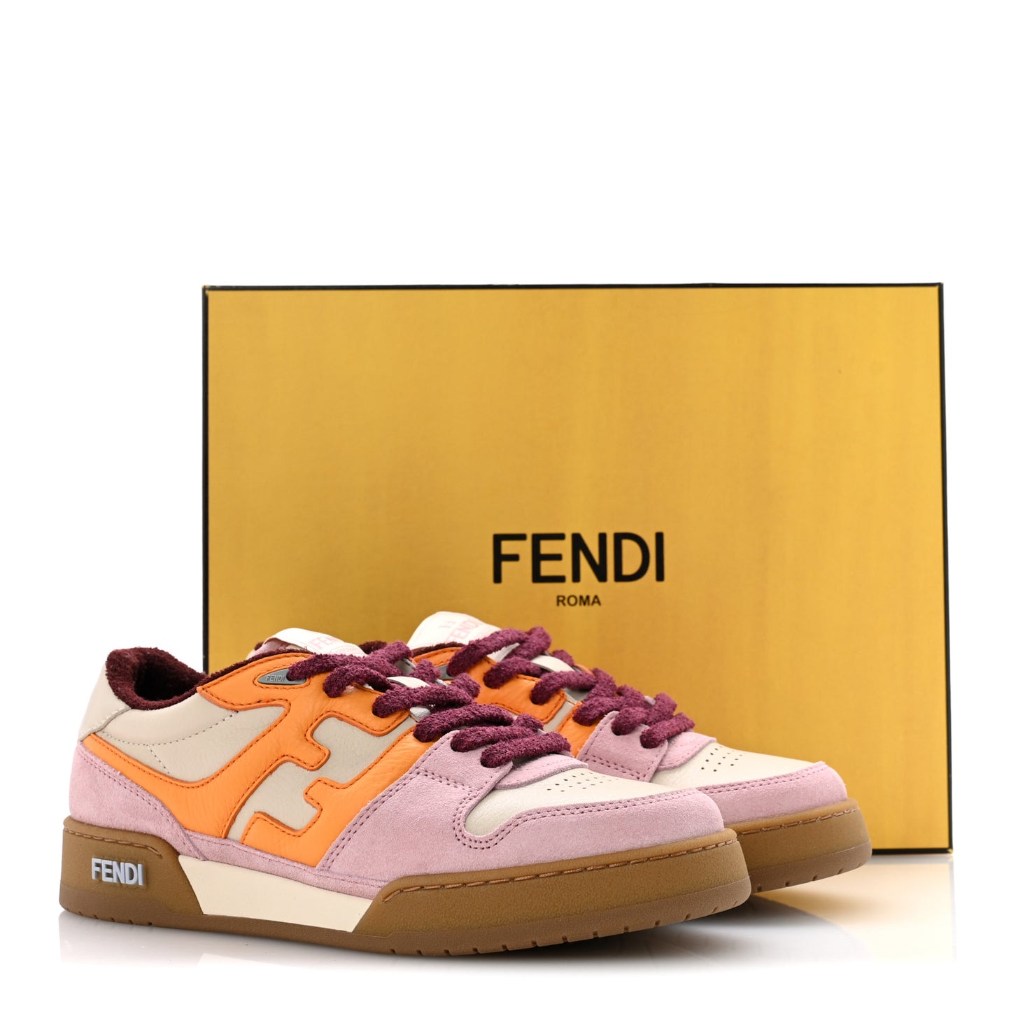 Suede Vitello Fendi Match Low Top Sneakers 40 Milk Clementine Verla