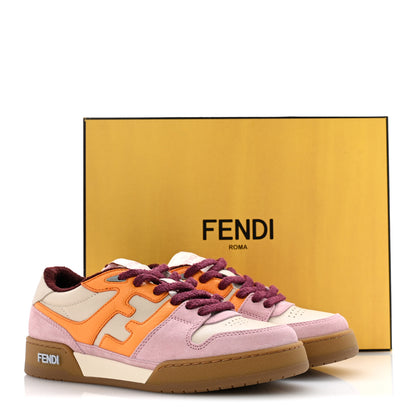 Fendi Suede Vitello Fendi Match Low Top Sneakers 40 Milk Clementine Verla 10 of 10