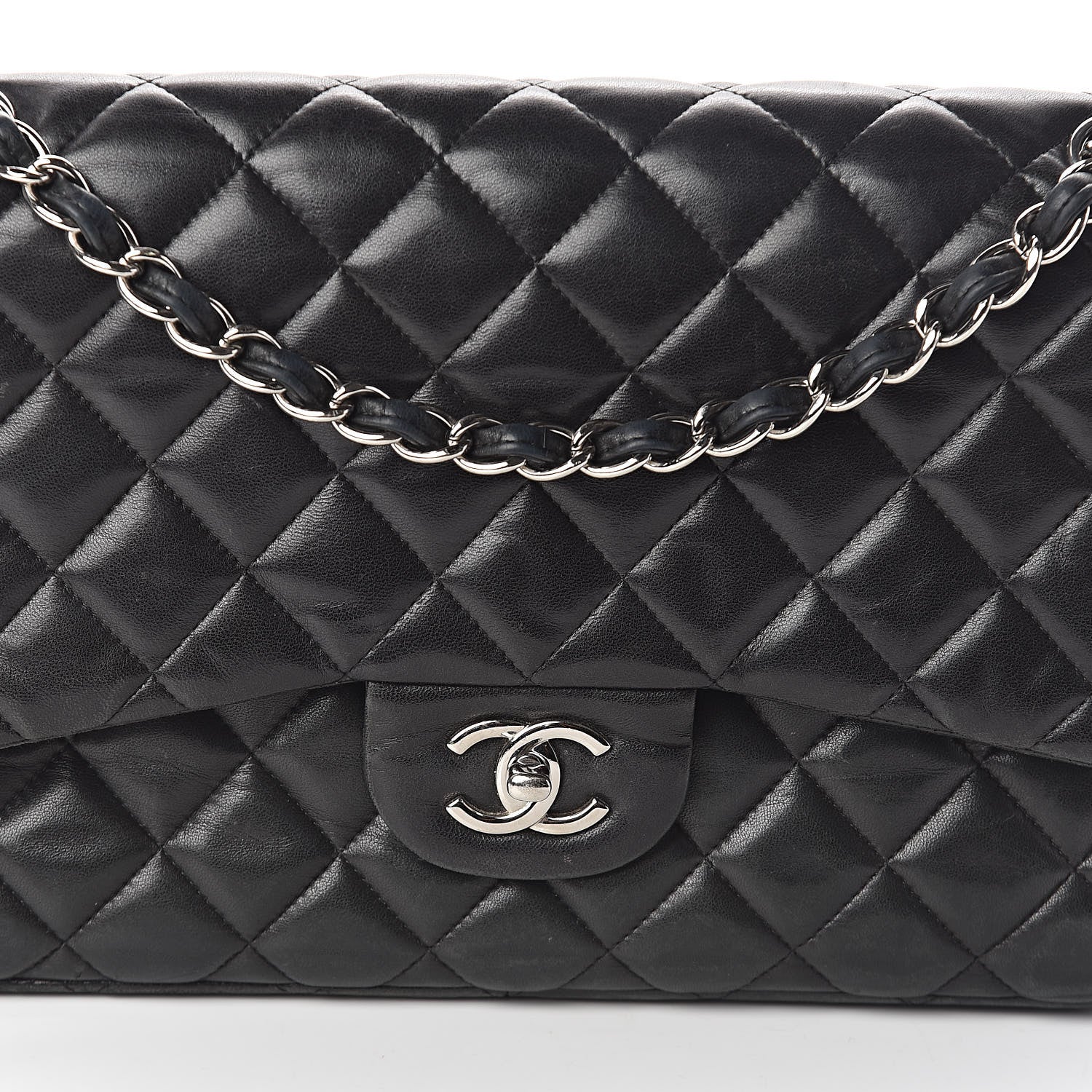 Chanel Lambskin Quilted Jumbo Double Flap Black 8 of 10