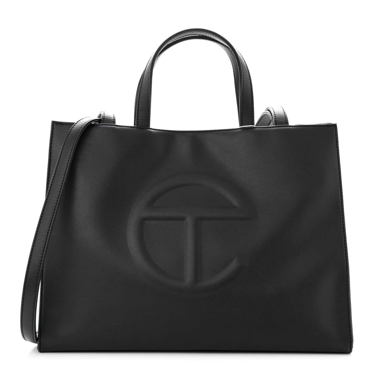 Vegan Leather Medium Shopping Bag Black