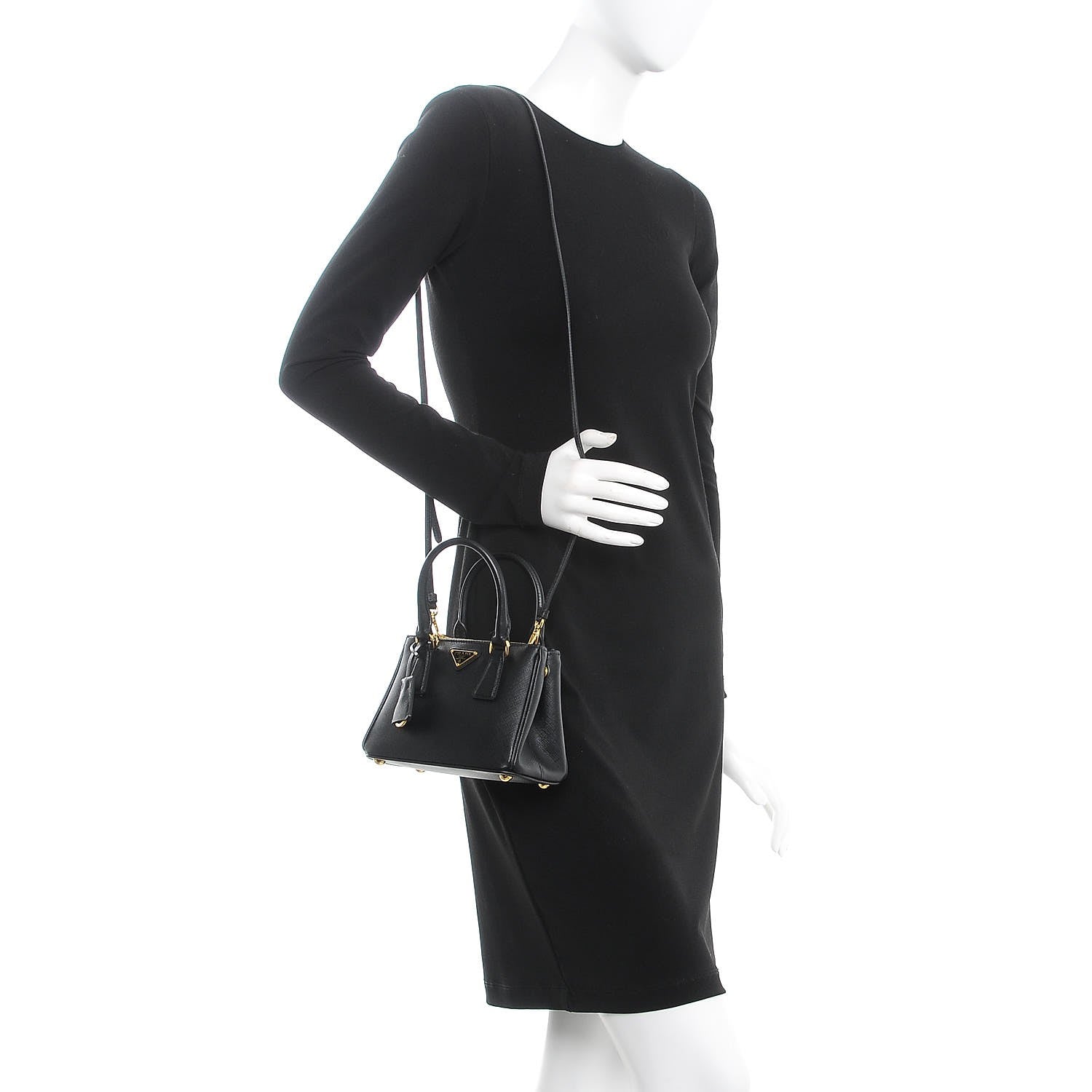 Prada Saffiano Lux Mini Galleria Double Zip Tote Black 2 of 8
