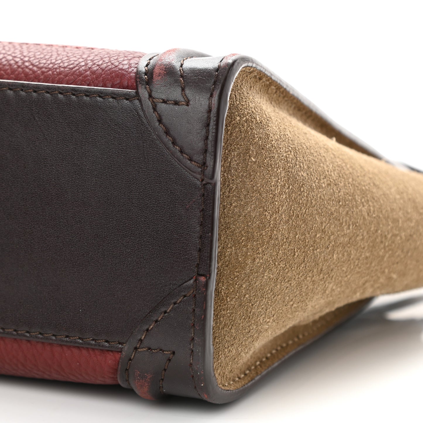 Calfskin Suede Nano Tri-Color Luggage Burgundy