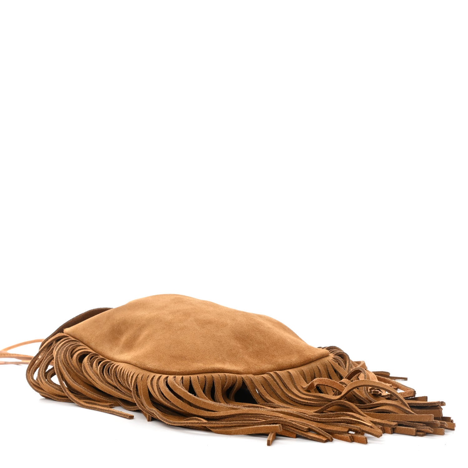Saint Laurent Suede Fringe Flat Anita Crossbody Bag Light Ocre 3 of 8