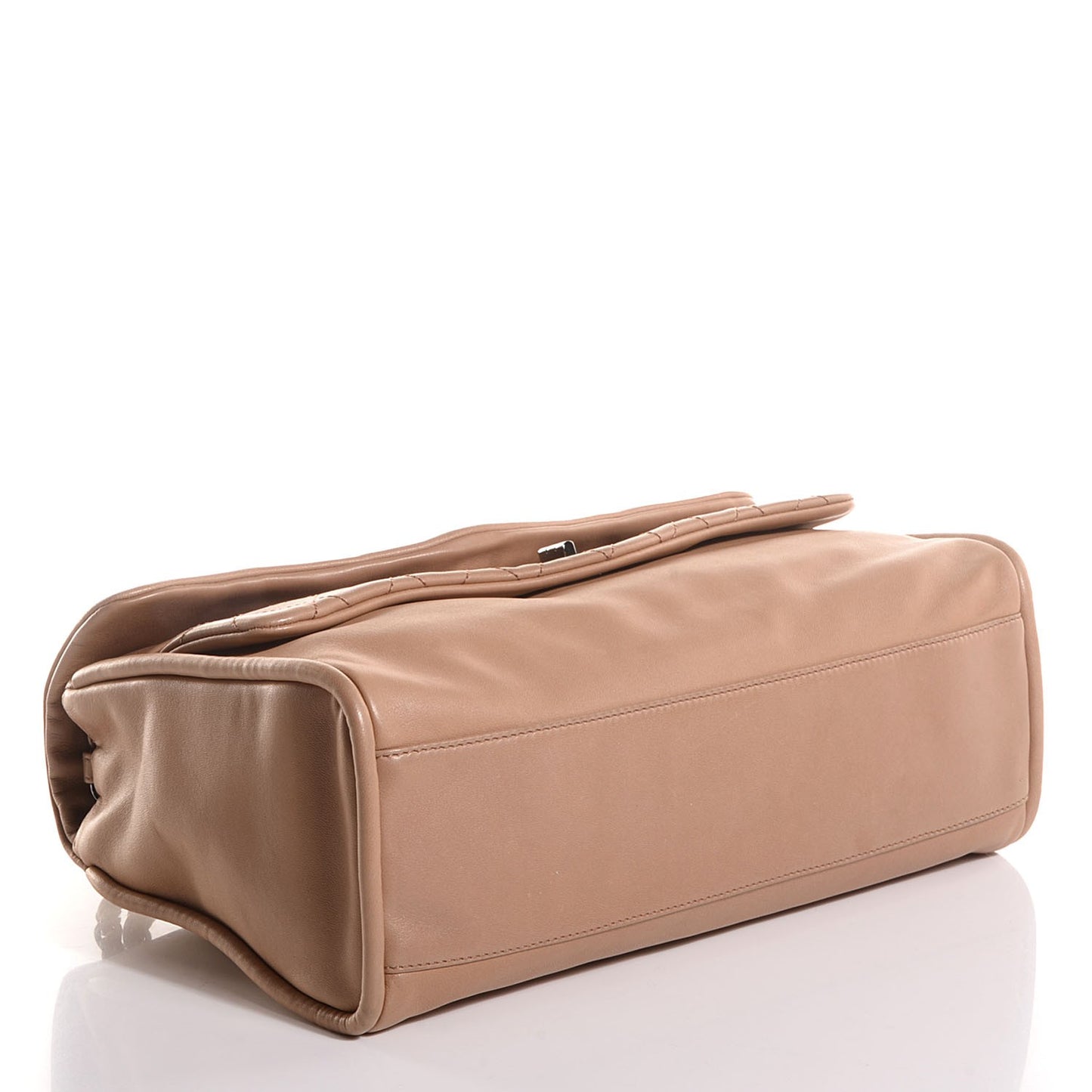Lambskin Quilted Mademoiselle Jumbo Flap Beige