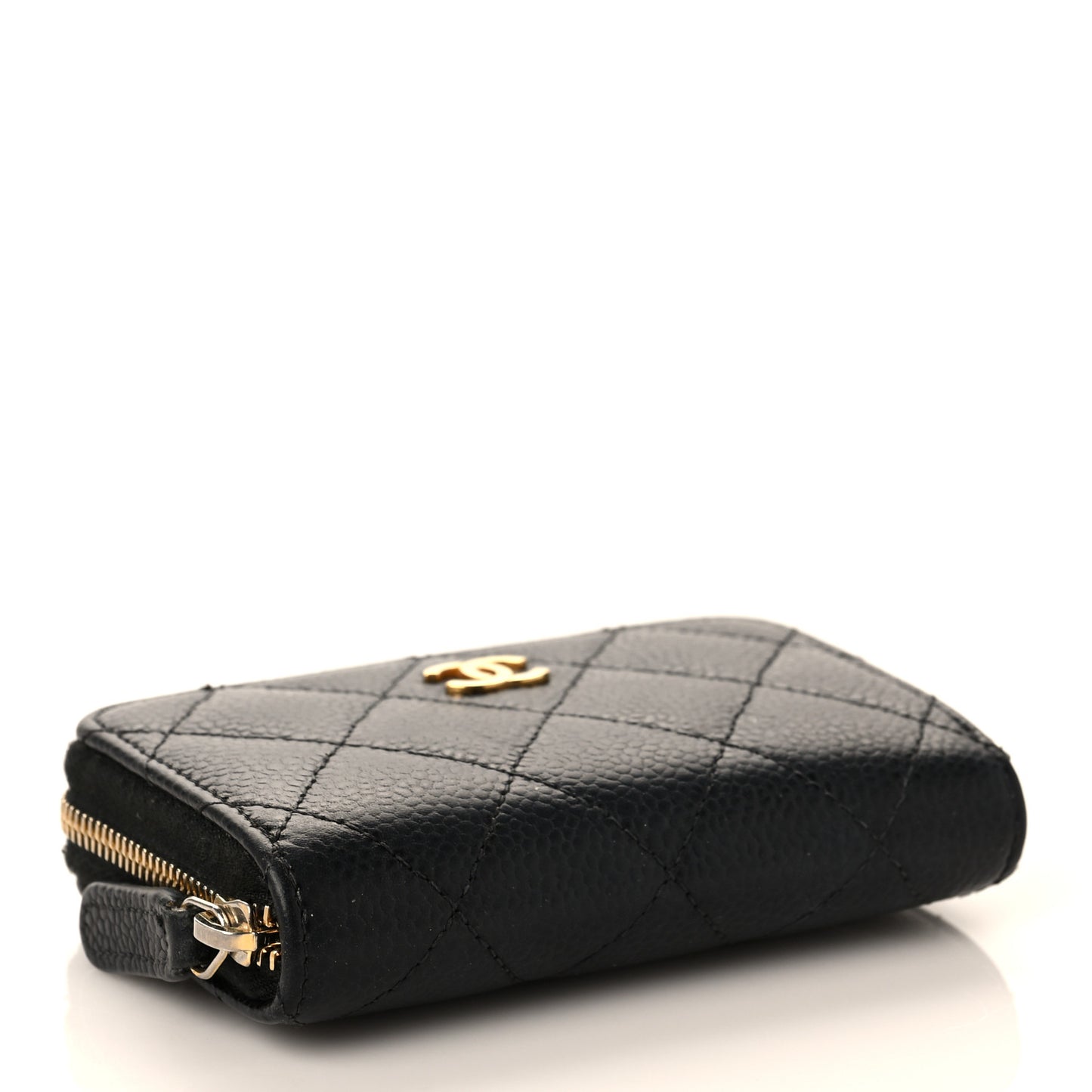 Caviar Quilted Classic Zipped Coin Purse Black