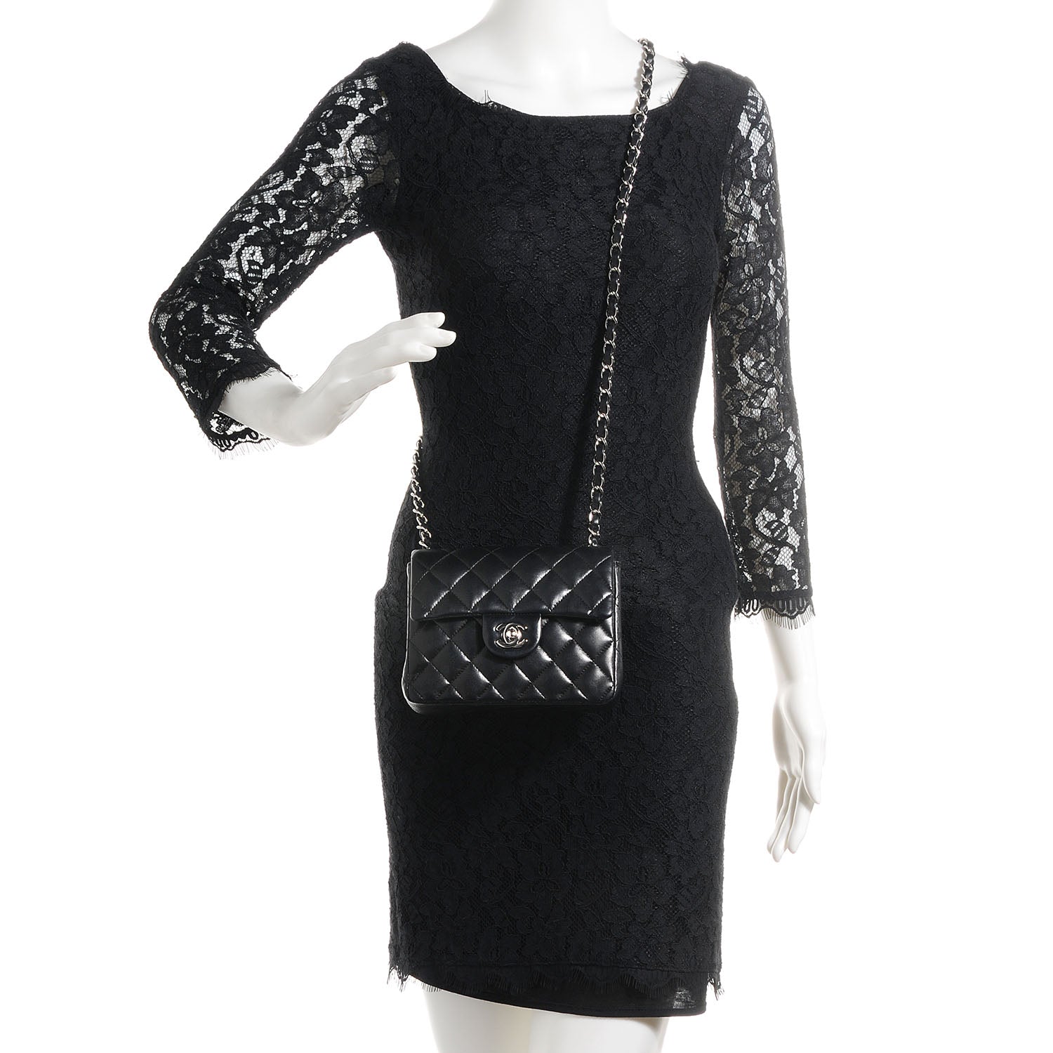 Chanel Lambskin Quilted Mini Square Flap Black 2 of 7