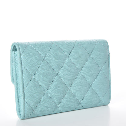 Chanel Caviar Quilted Card Holder Light Blue 3 of 9