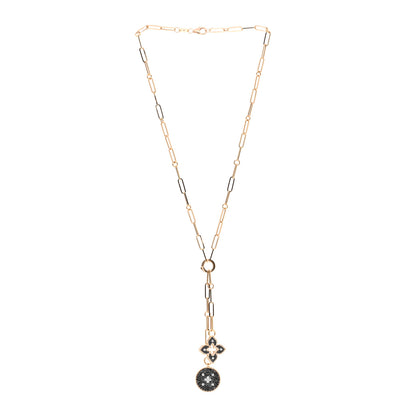 Roberto Coin 18K Rose Gold Black Diamond Venetian Princess Double Medallion Pendant Necklace 3 of 4