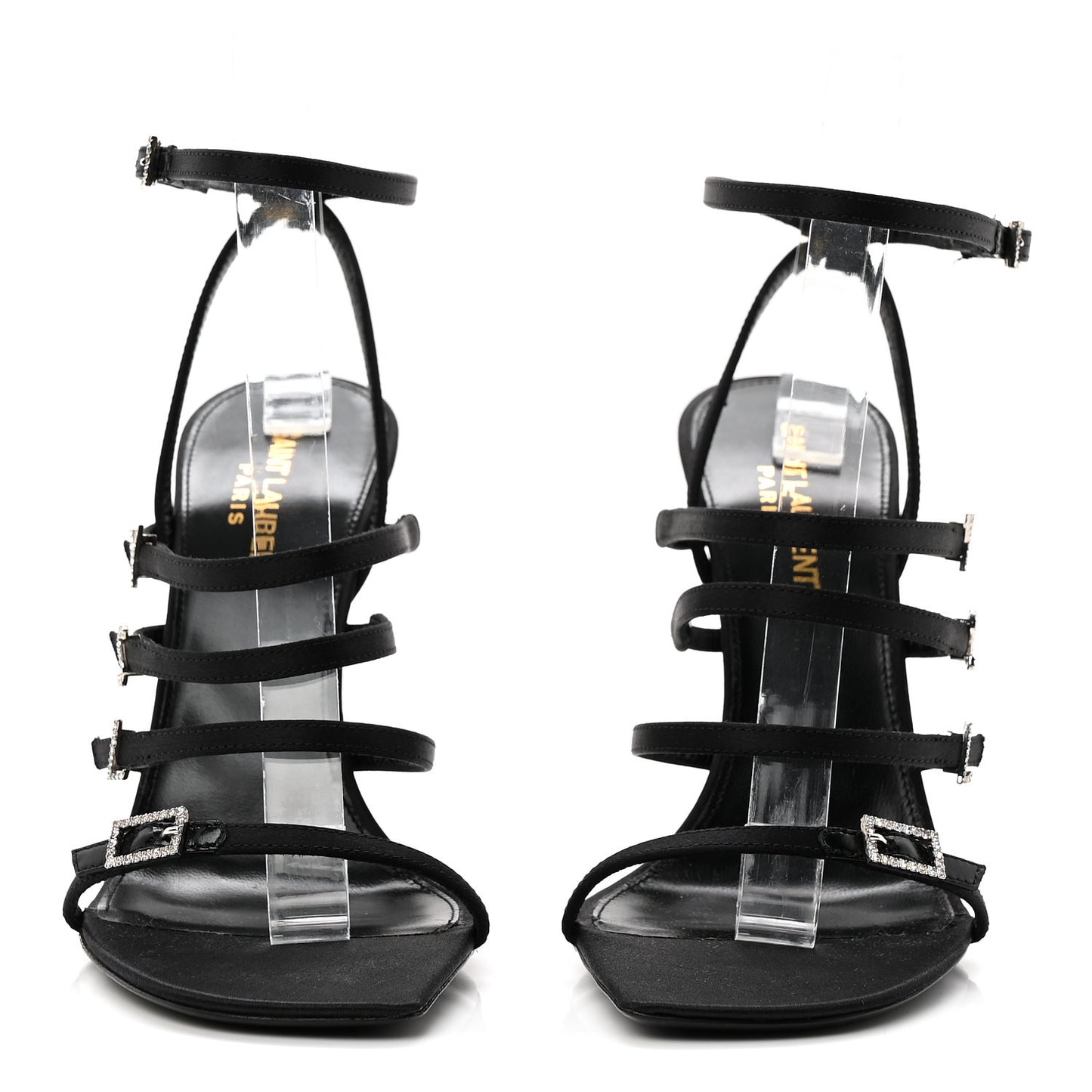 Crepe Satin Crystal Jerry 110 Sandals 37.5 Black