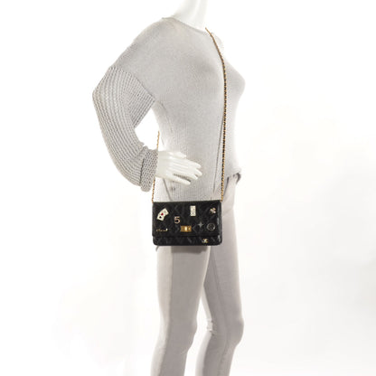 Chanel Aged Calfskin Lady of Luck 2.55 Reissue Wallet on Chain WOC Black 2 of 14