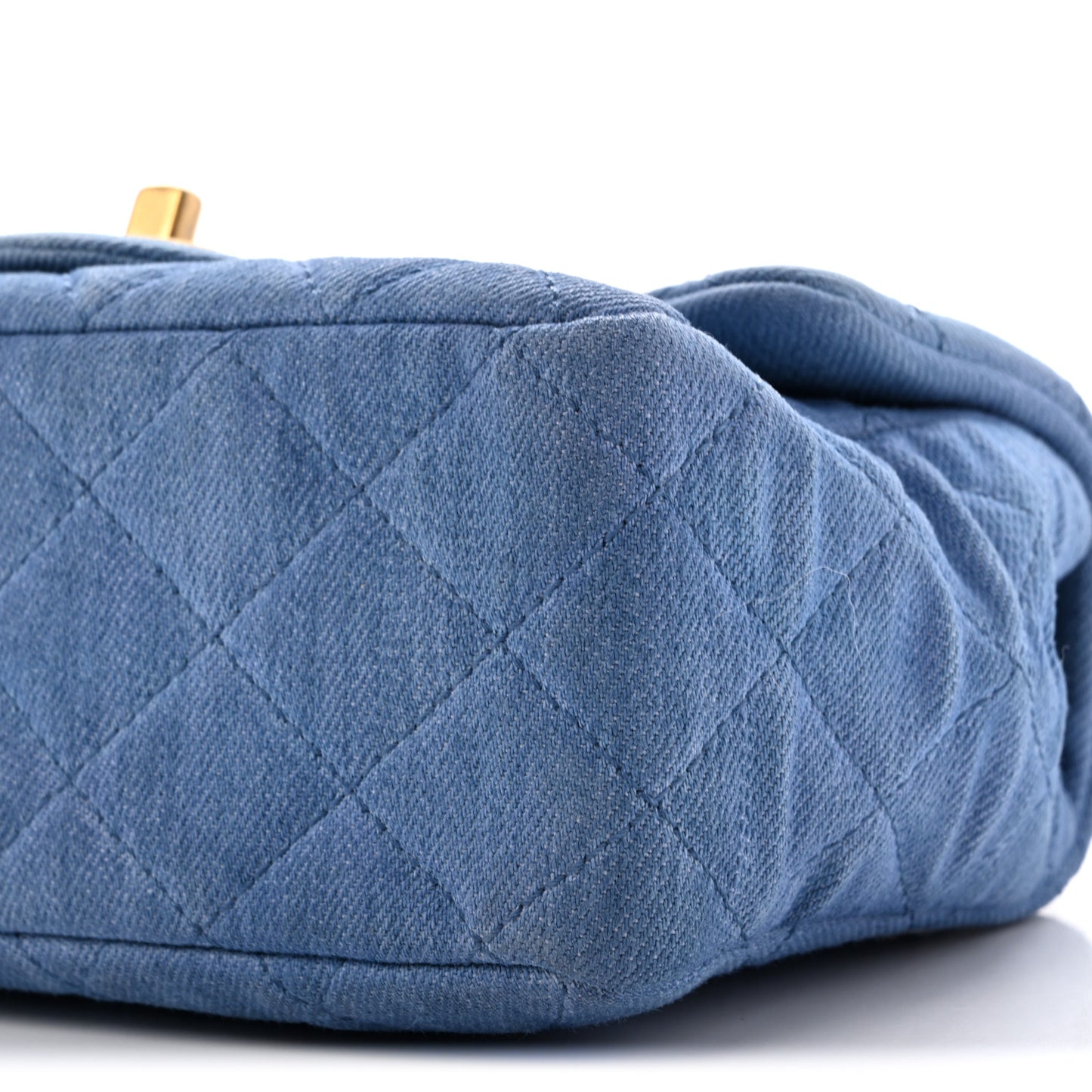 Denim Quilted Mini Pearl Crush Flap Blue