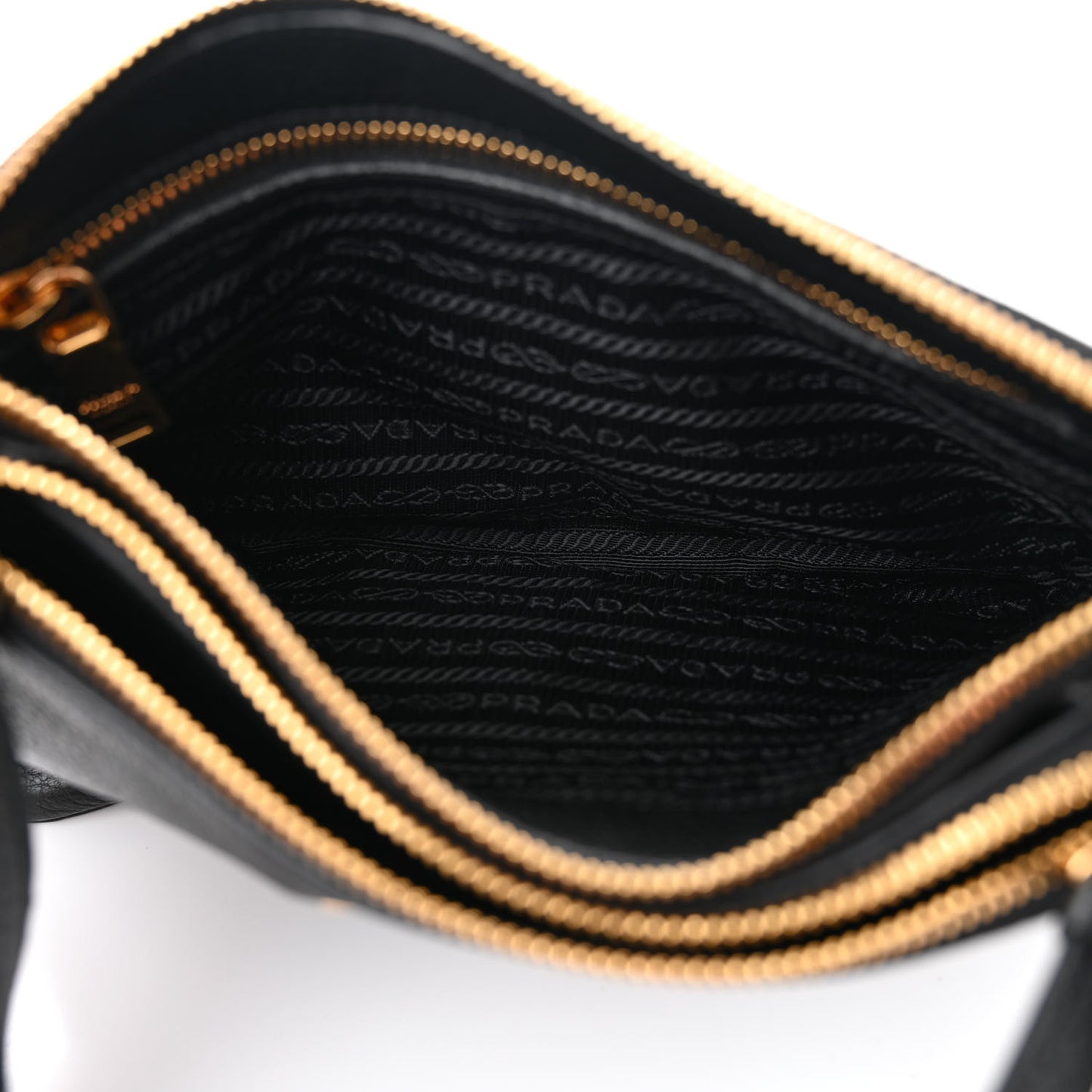 Vitello Phenix Double Zip Crossbody Bag Black