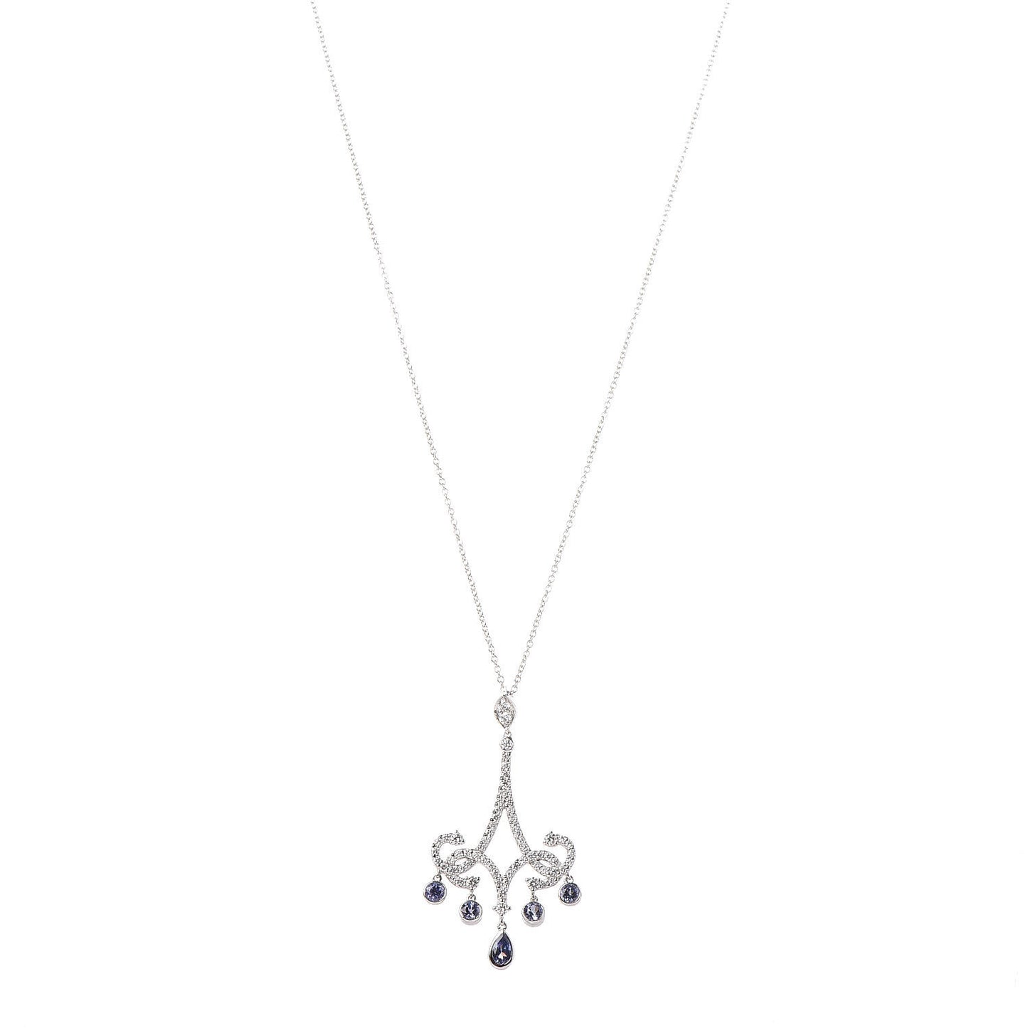 Platinum Diamond Tanzanite Enchant Chandelier Pendant Necklace