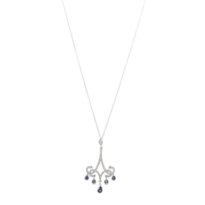 Tiffany Platinum Diamond Tanzanite Enchant Chandelier Pendant Necklace 1 of 6