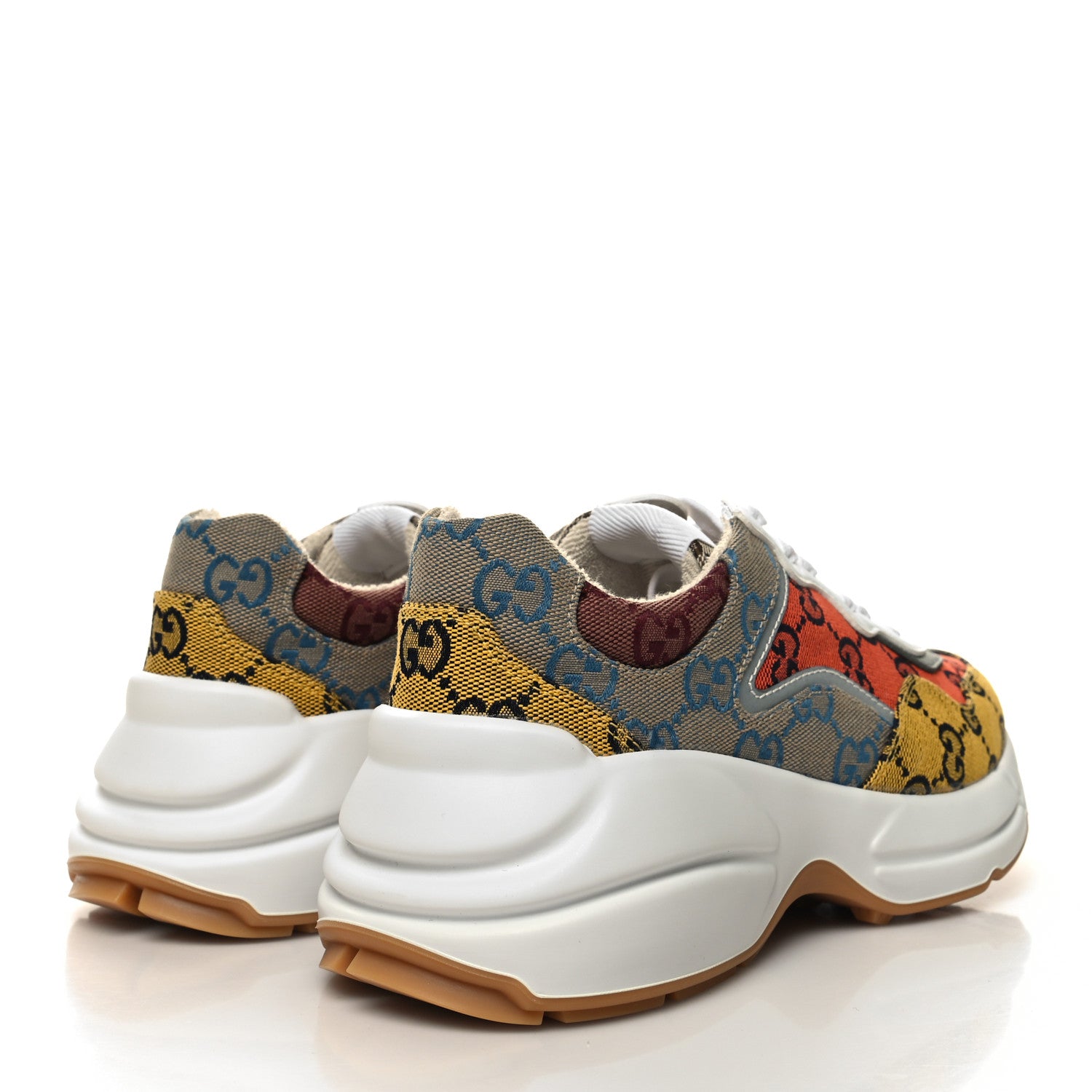 Gucci Monogram Multicolor Demetra Womens Rhyton Sneakers 36 Yellow Blue Great White Tabasco 4 of 9