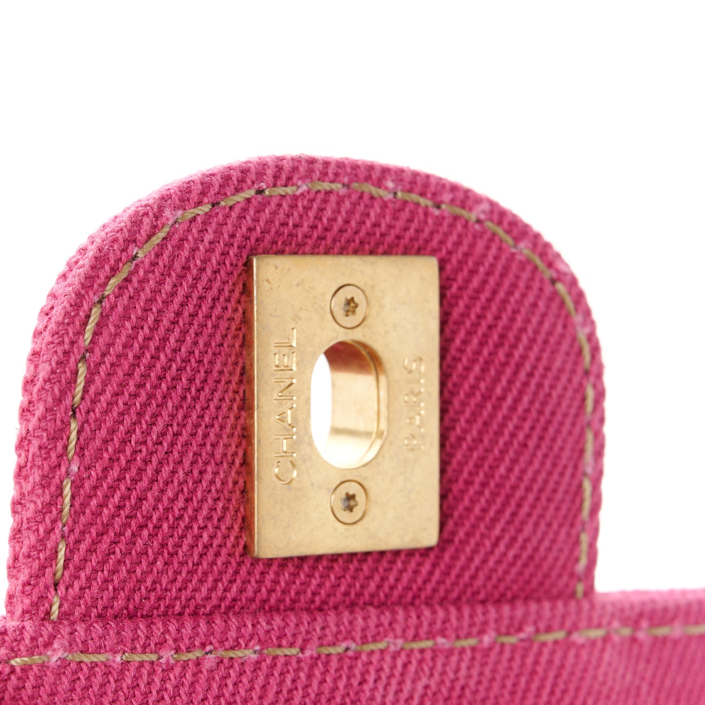 Washed Denim Quilted Bowling Bag Fuchsia