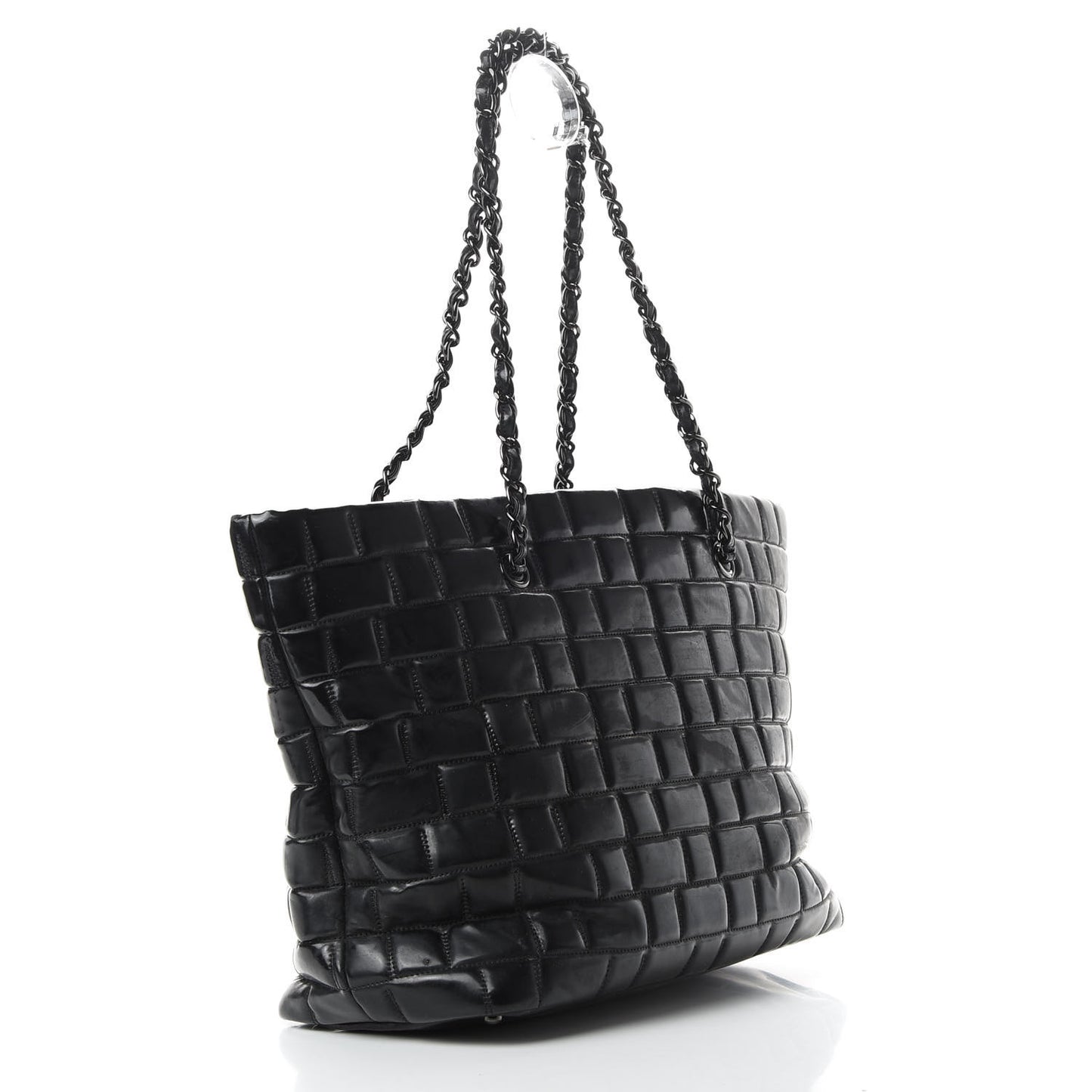 Vinyl Quilted Frozen Shopping Tote Black