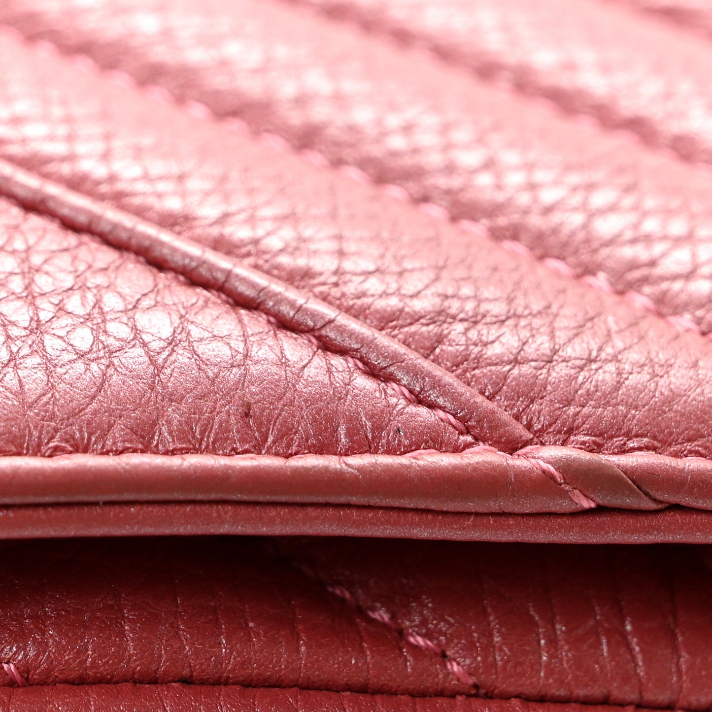 Calfskin Chevron Quilted Mini Statement Flap Pink