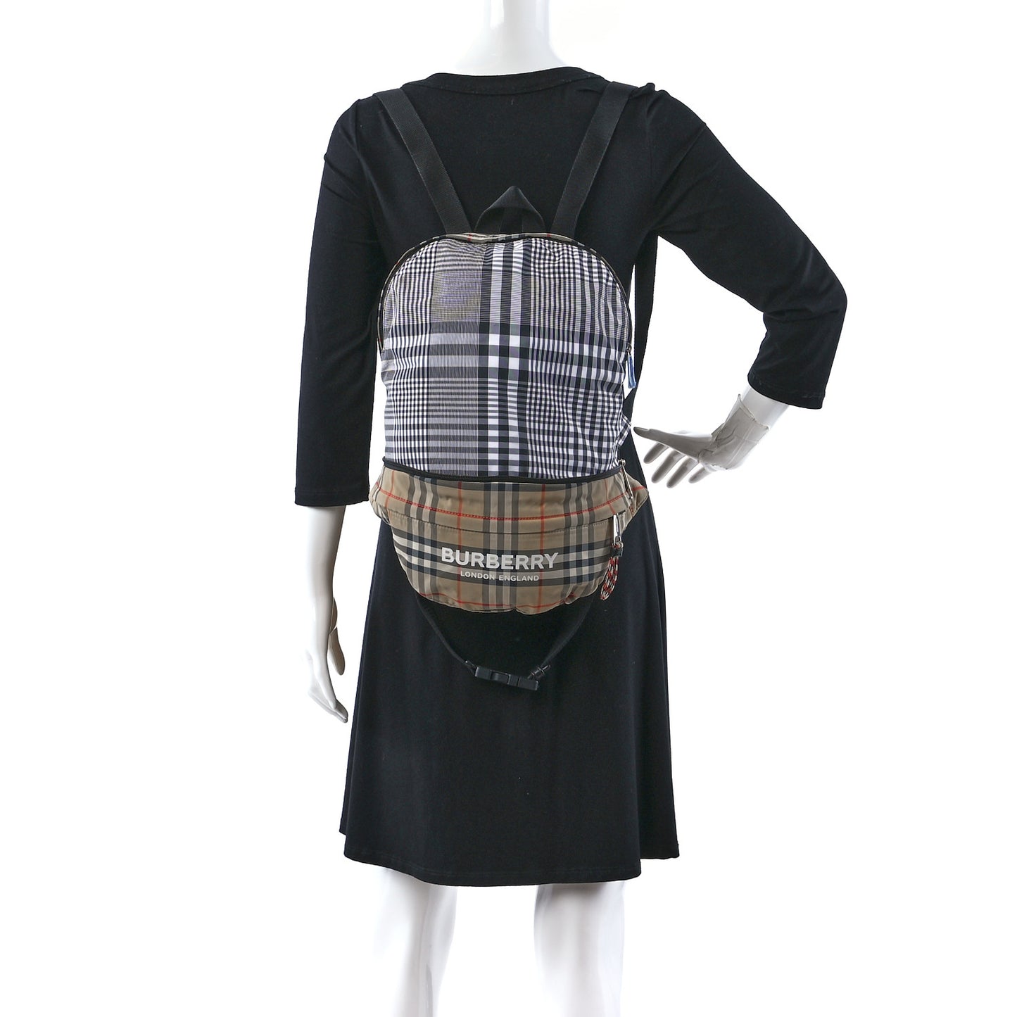 Nylon Rex Vintage Check Convertible Backpack Bum Bag Archive Beige Grey