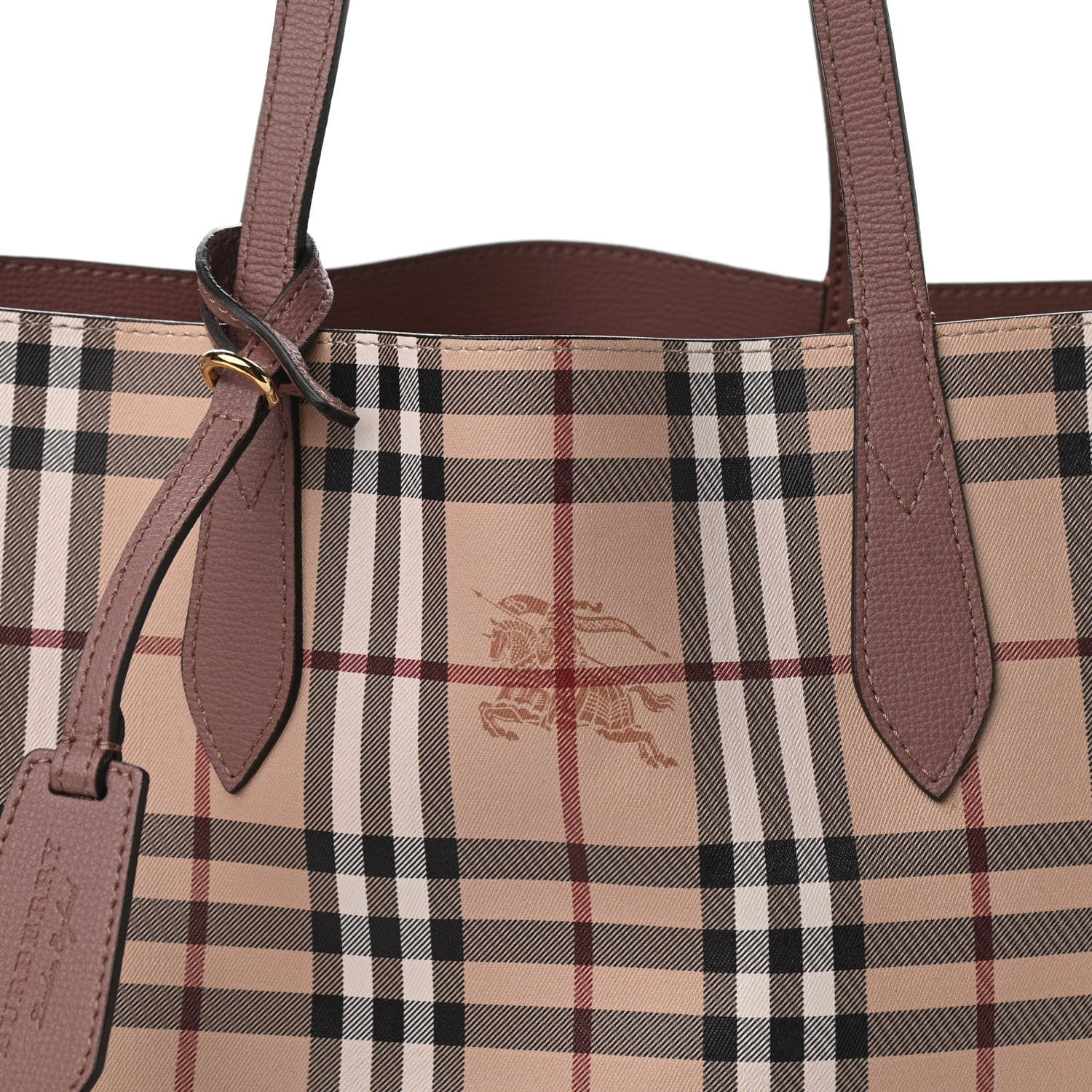 Burberry Grainy Calfskin Haymarket Check Medium Reversible Tote Light Elderberry 9 of 12