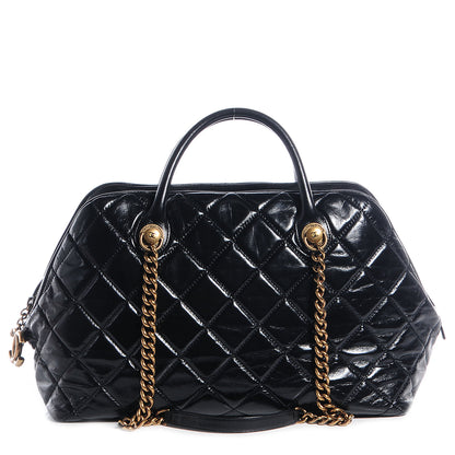 Chanel Glazed Calfskin Castle Rock Bowling Bag Black 1 of 7