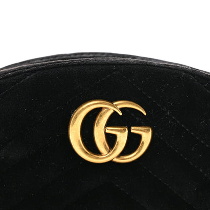Gucci Velvet Matelasse GG Marmont Belt Bag 95 38 Black 9 of 15