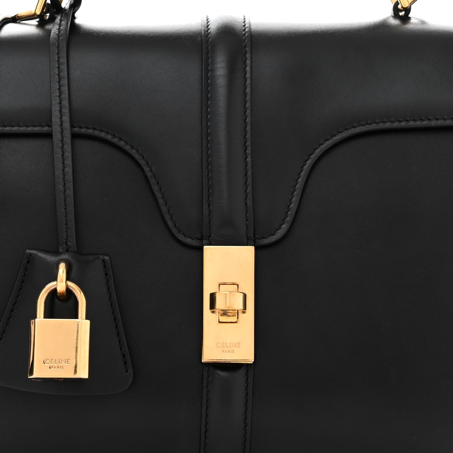 Celine Satinated Calfskin Small 16 Top Handle Bag Black 10 of 12