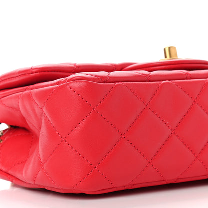 Chanel Lambskin Quilted Mini Rectangular Pearl Crush Flap Red 8 of 9