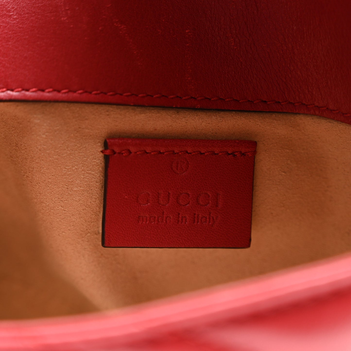 Calfskin Matelasse Super Mini GG Marmont Shoulder Bag Hibiscus Red