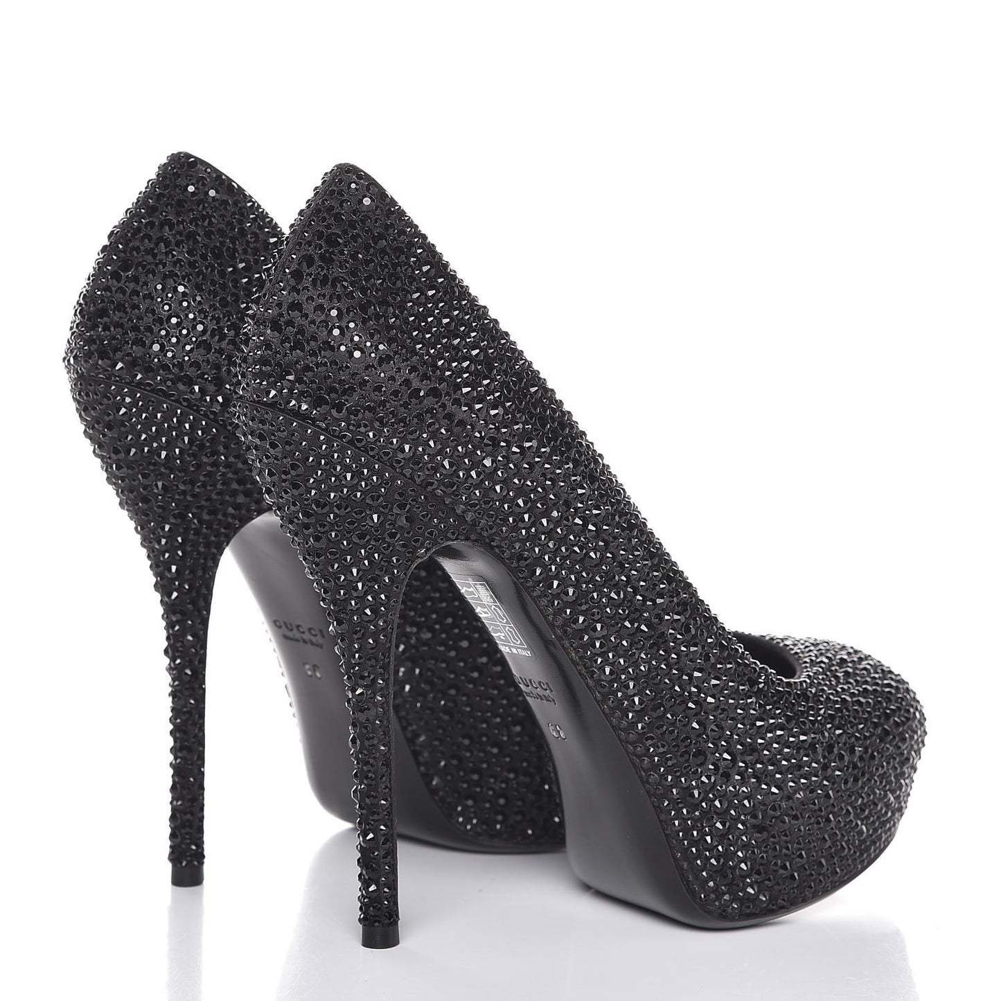 Satin Strass Embroidered Sofia Etoile Peep Toe Pumps 36 Black