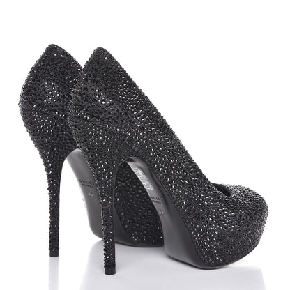 Gucci Satin Strass Embroidered Sofia Etoile Peep Toe Pumps 36 Black 4 of 10