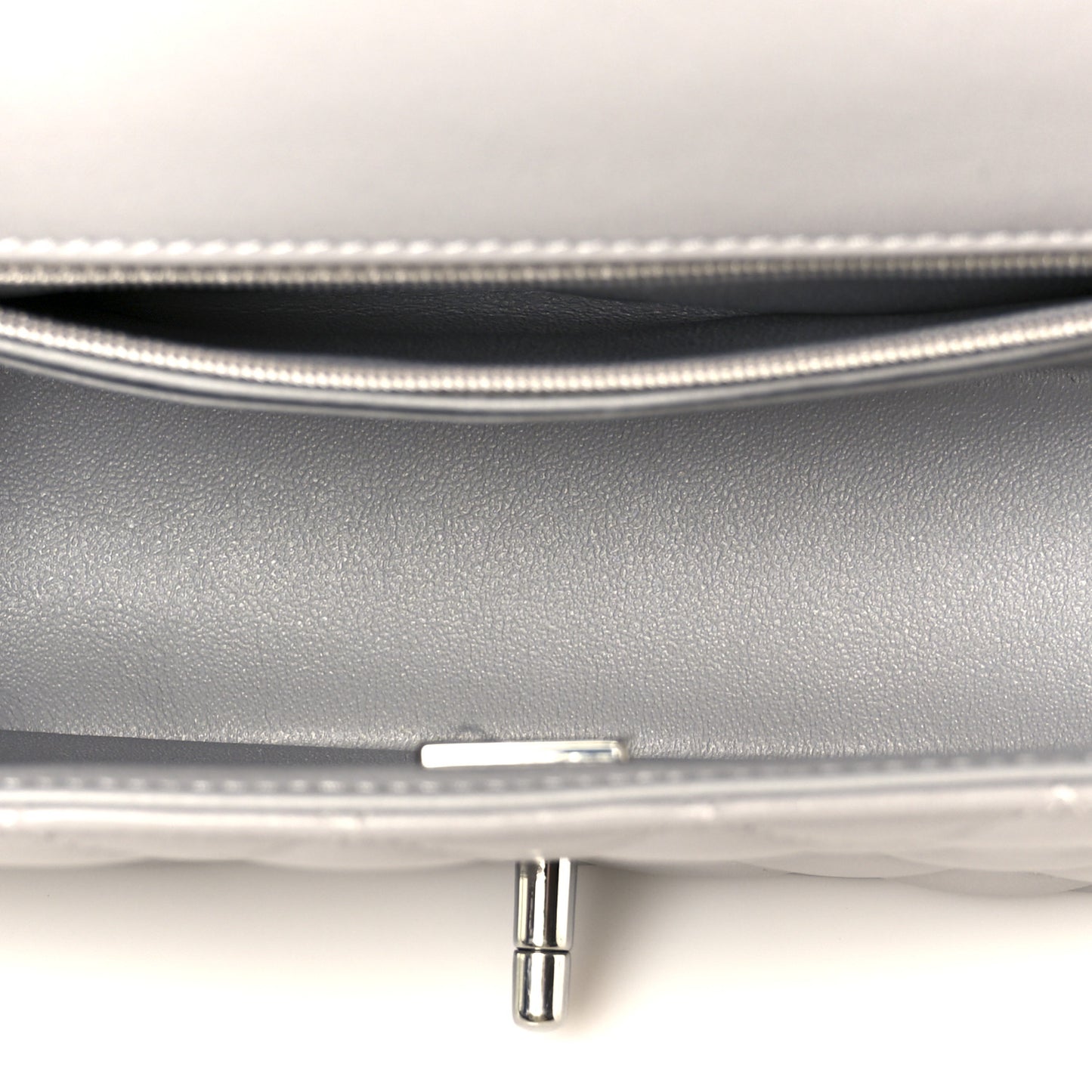 Lambskin Quilted Mini Rectangular Flap Grey