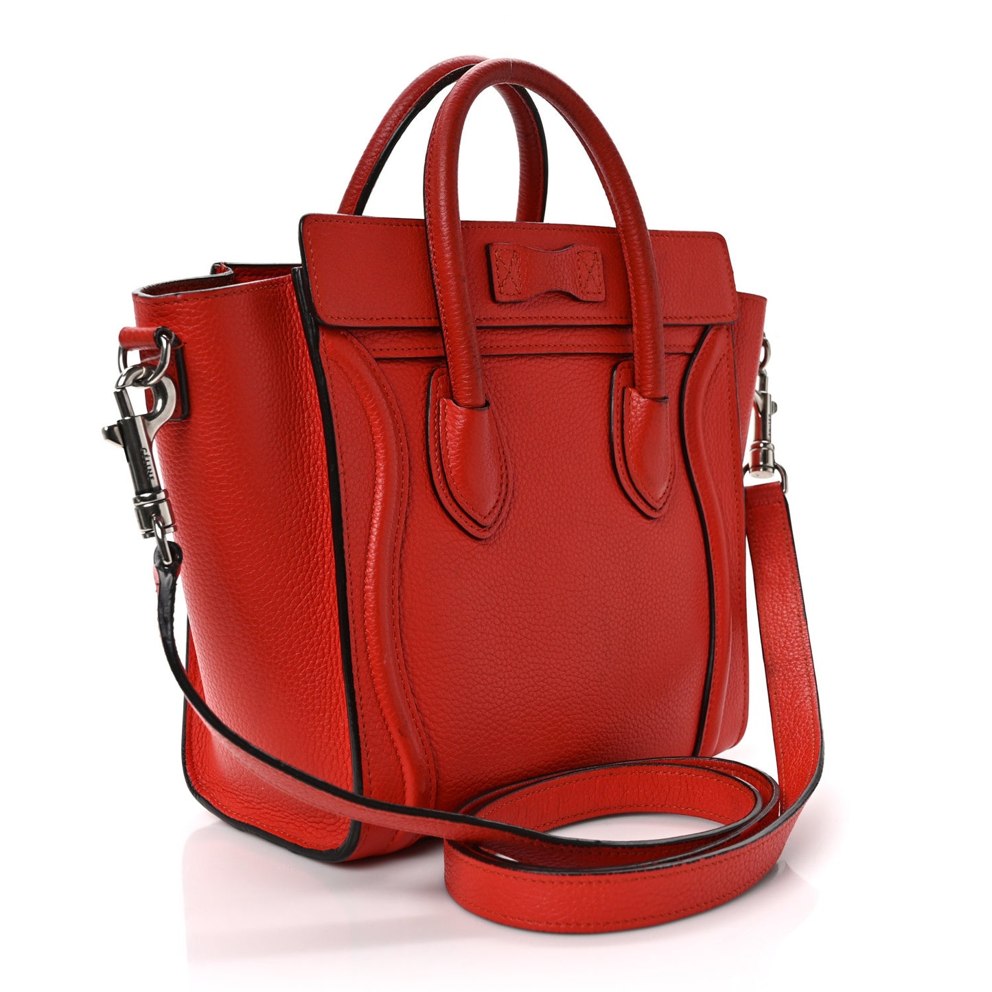 Drummed Calfskin Nano Luggage Vermillion