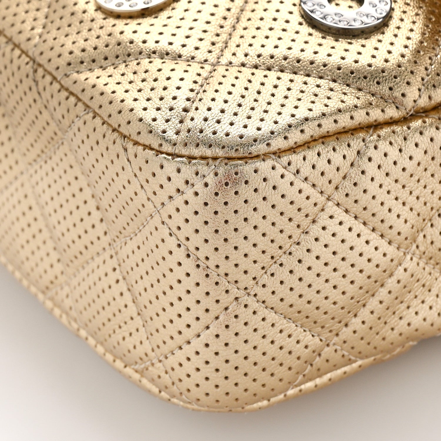 Chanel Perforated Metallic Lambskin Jumbo CC Medals Flap Gold 9 of 10