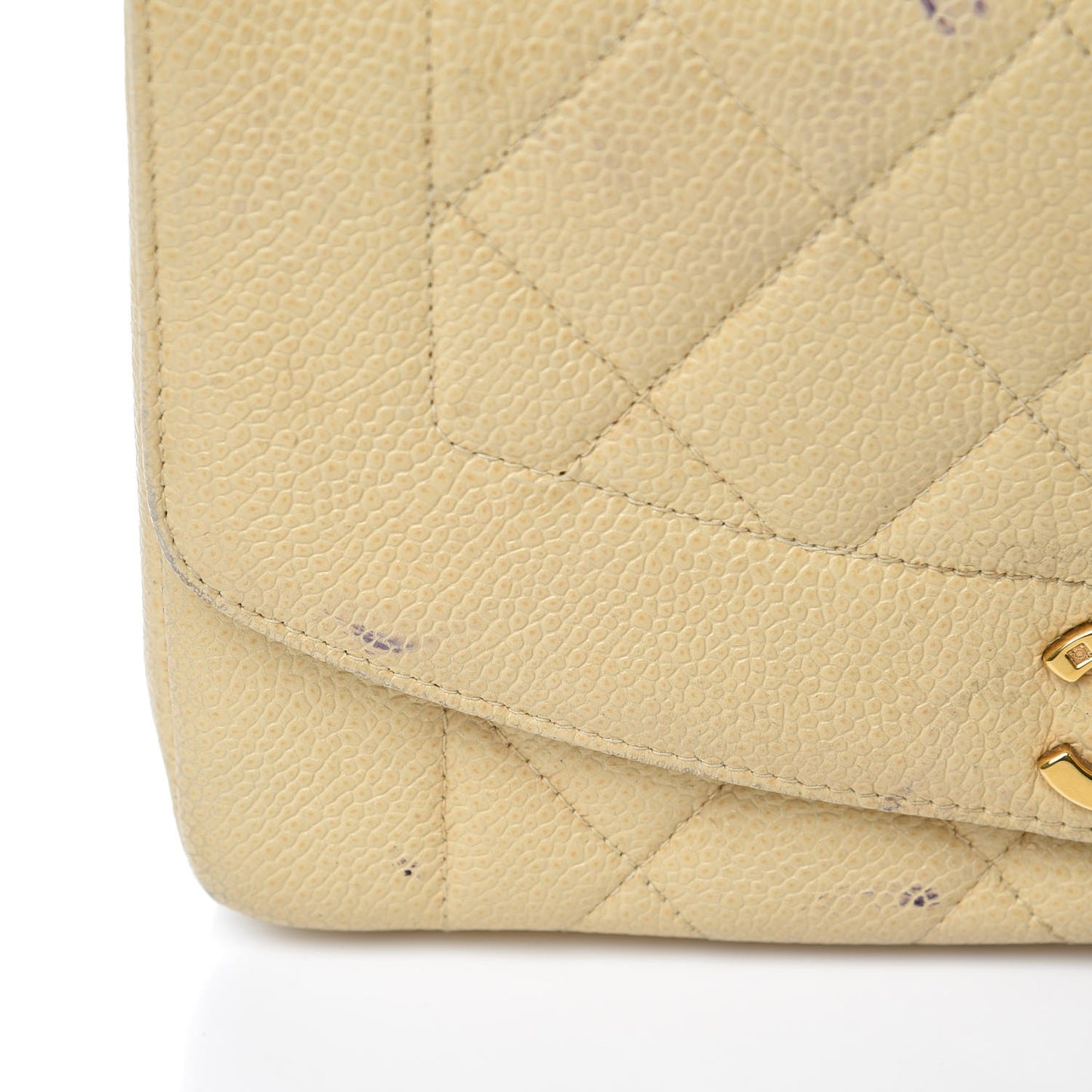 Caviar Quilted Small Single Flap Beige