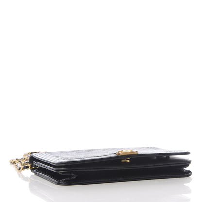 Chanel Caviar Chevron Quilted Boy Wallet On Chain WOC Black 3 of 10