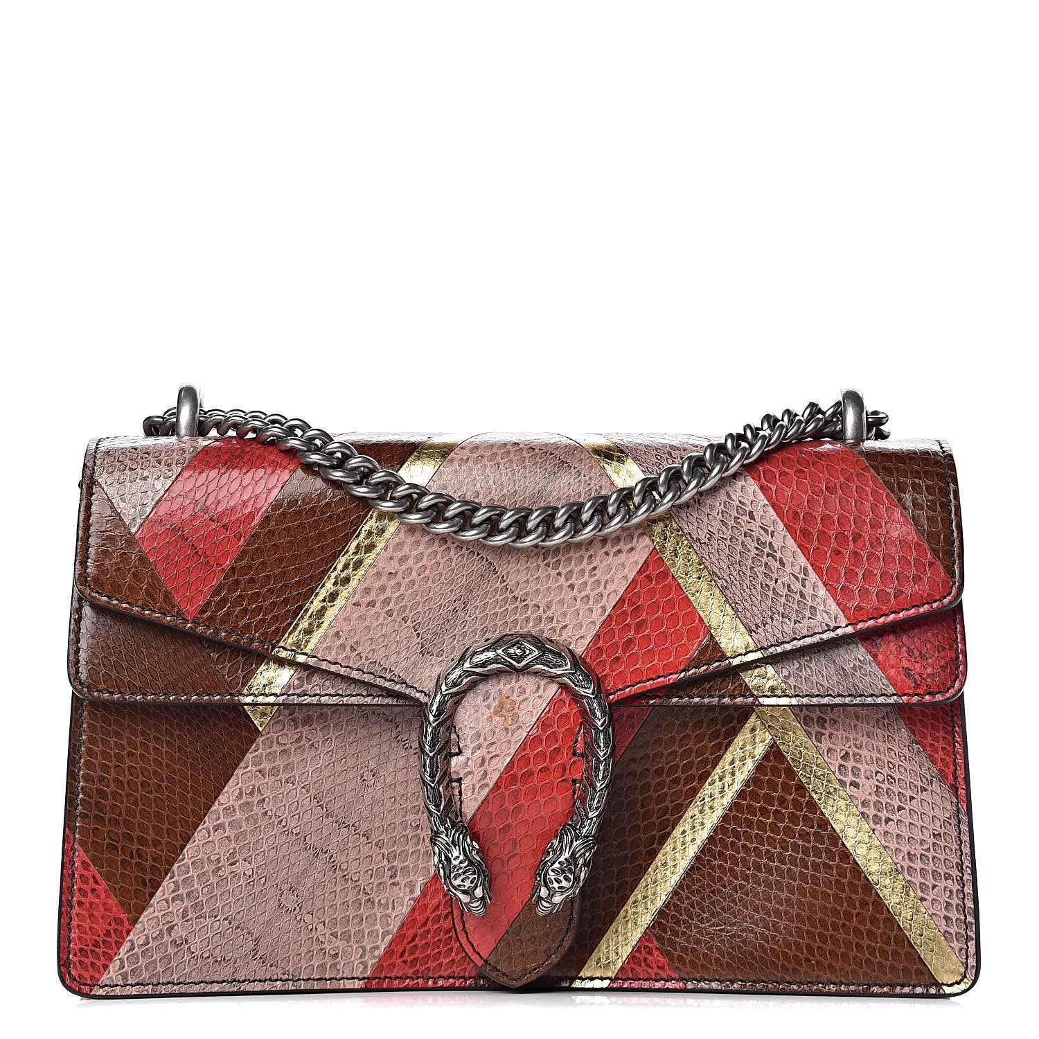 Gucci Ayers Snakeskin Chevron Small Dionysus Shoulder Bag Pink 1 of 13
