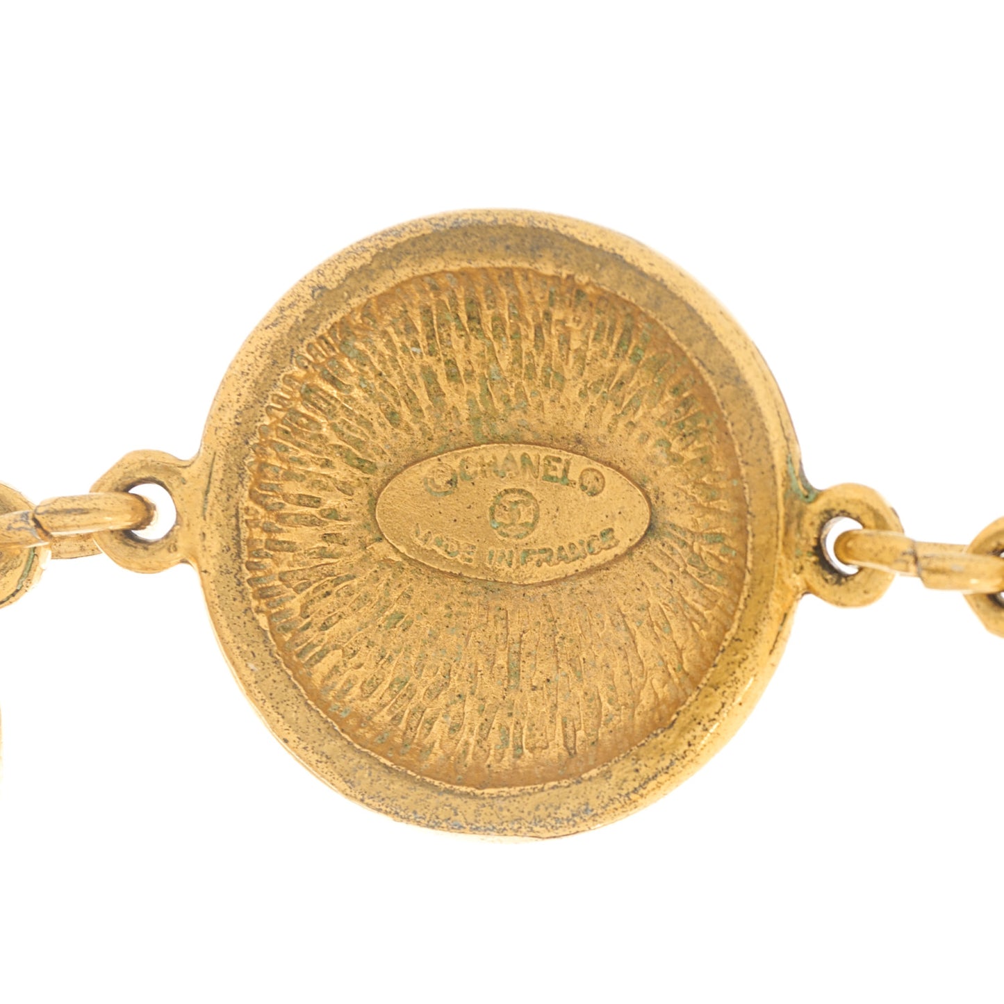 Metal CC Medallion Necklace Gold
