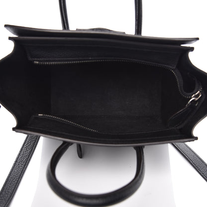Celine Drummed Calfskin Nano Luggage Black 5 of 9