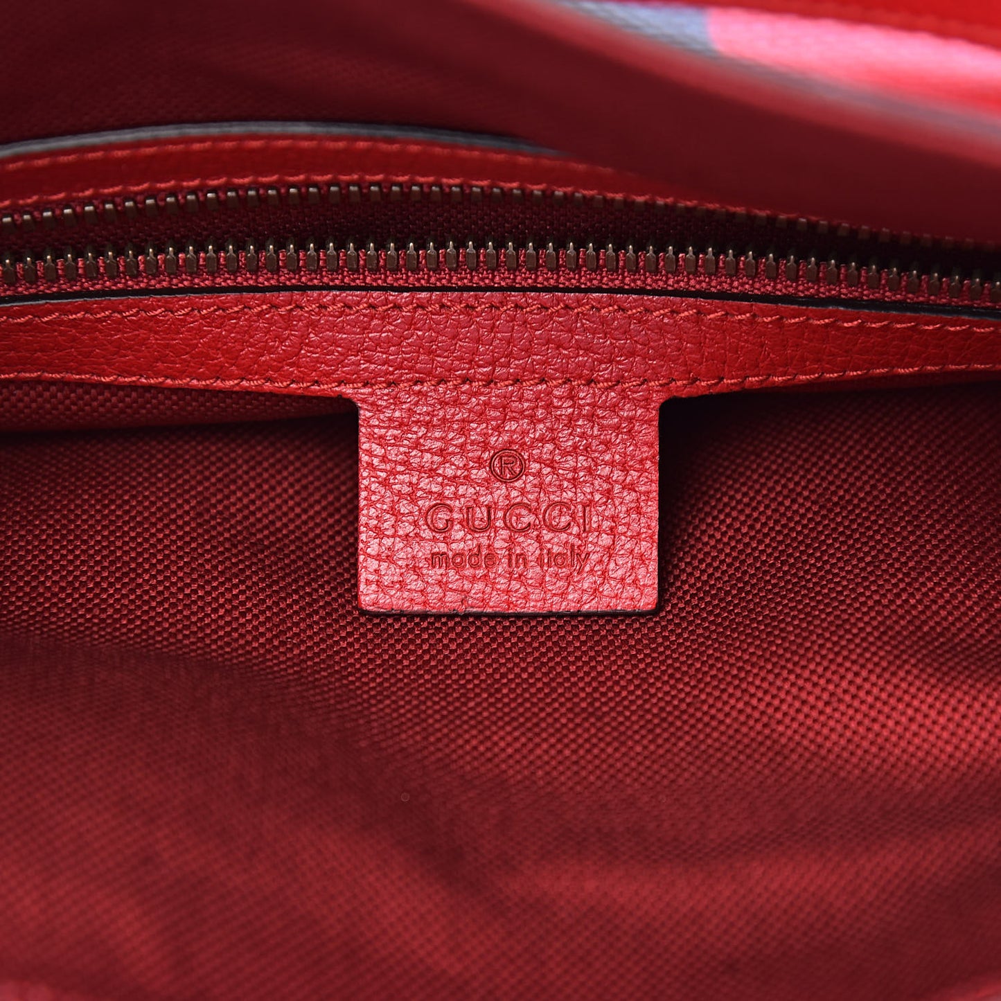 Canvas Calfskin Sylvie Stripe Logo Mens Tote Red White Blue