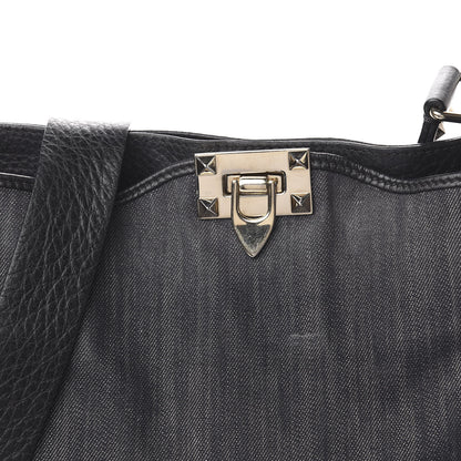 Valentino Garavani Denim Small Rockstud Flip-Lock Messenger Bag Blue 7 of 9