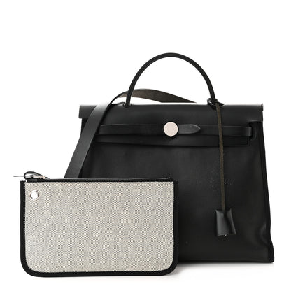 Hermes Toile H Berline Vache Hunter Herbag Zip PM 31 Black Ecru 1 of 15