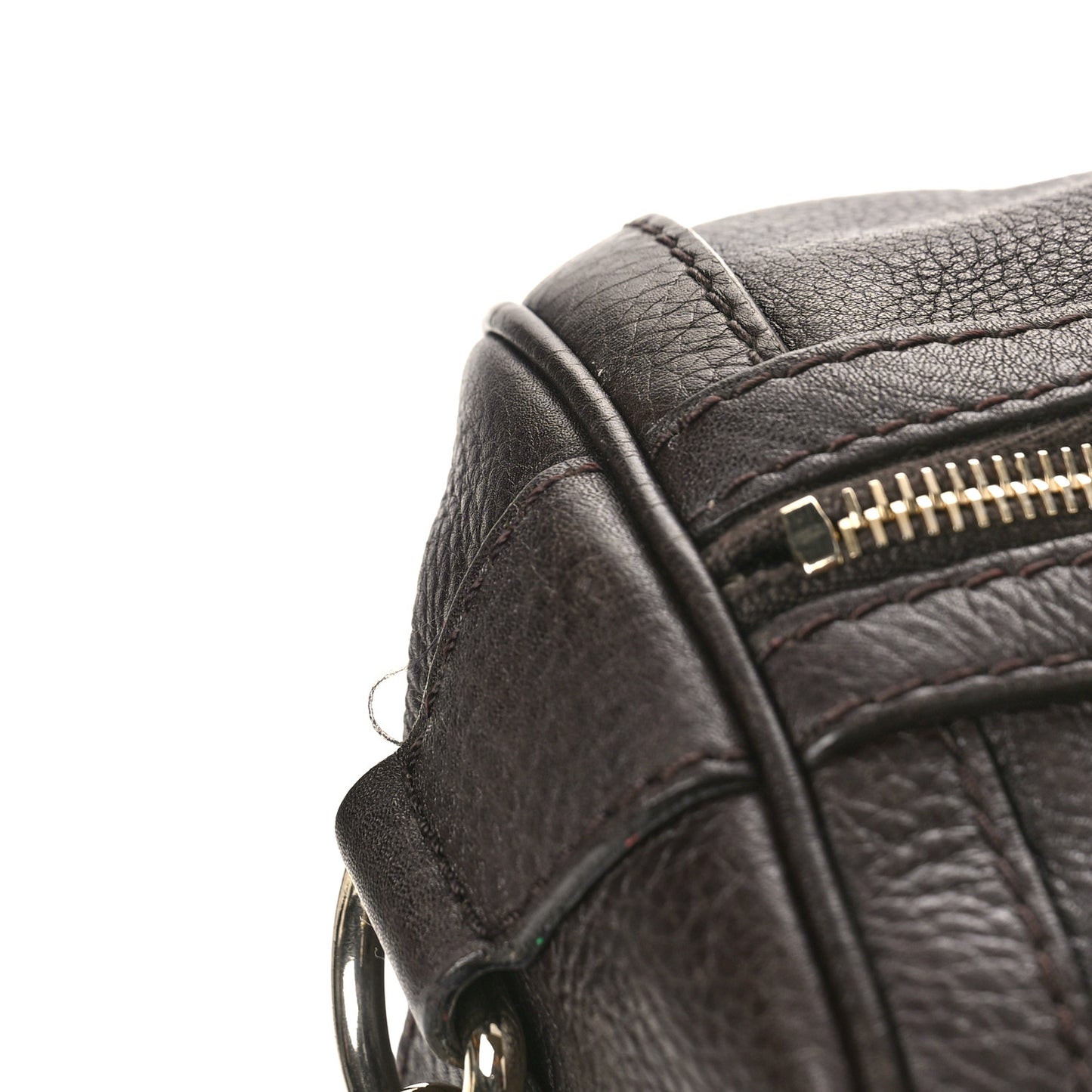 Calfskin Vintage Web Medium Boston Dark Brown